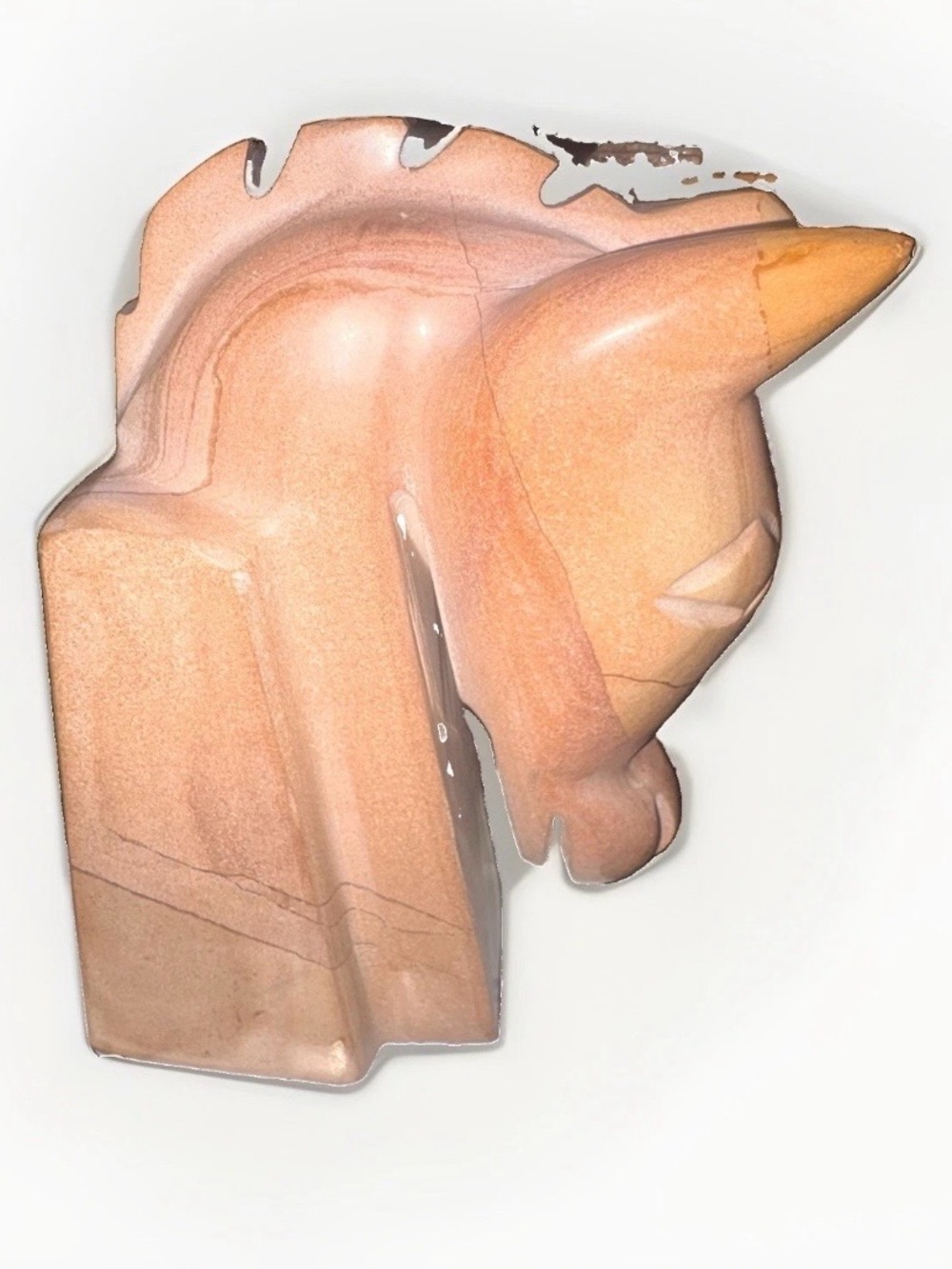 Vintage Hand Craved Marble Horse Head Bookend Sculpture Shelf Decor Art Deco